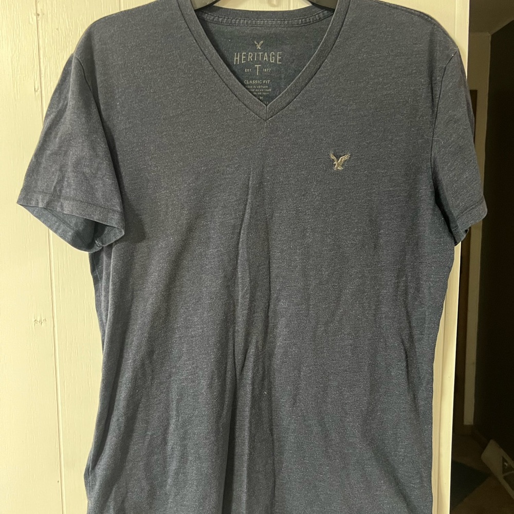 AE Men's V-Neck T-Shirt - Navy Blue